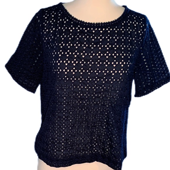 LOFT Tops - The Loft Blue Cotton Eyelet Lace Top, MP